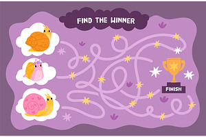 Snail maze game design. Slugs with, an Animal Illustration by YummyBuum