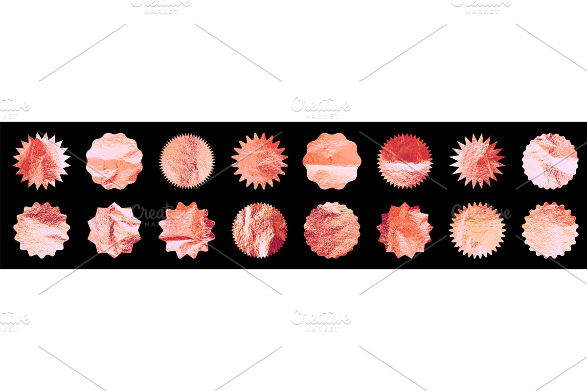 Rose gold stars, sunburst symbols, an Object Illustration by 32pixels