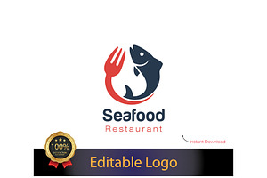 Fish & Seafood Restaurant Logo, a Branding & Logo Template by YUDesignStore