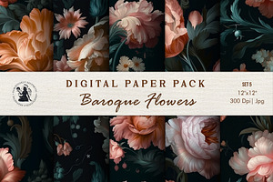 Baroque Flowers Seamless Pattern