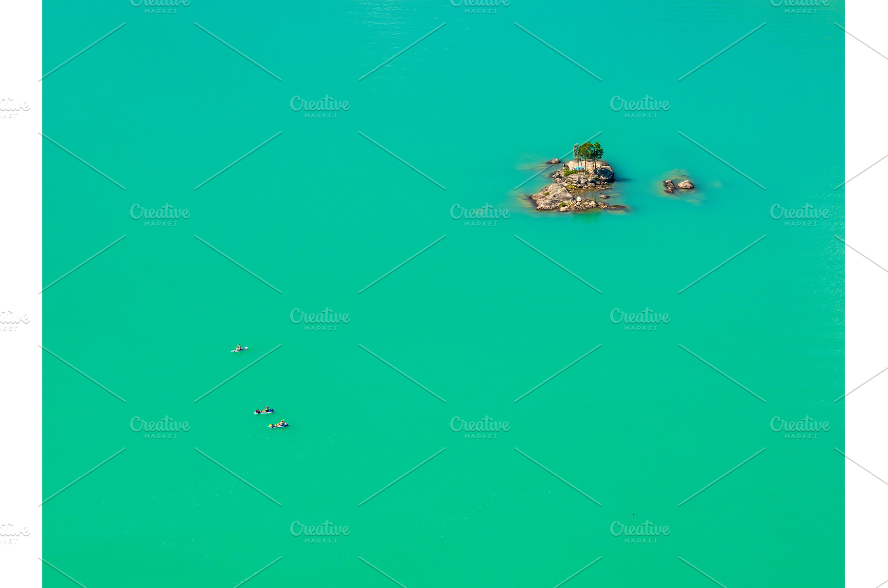 Three paddleboards float away from, a Nature Photo by Backyard Stock