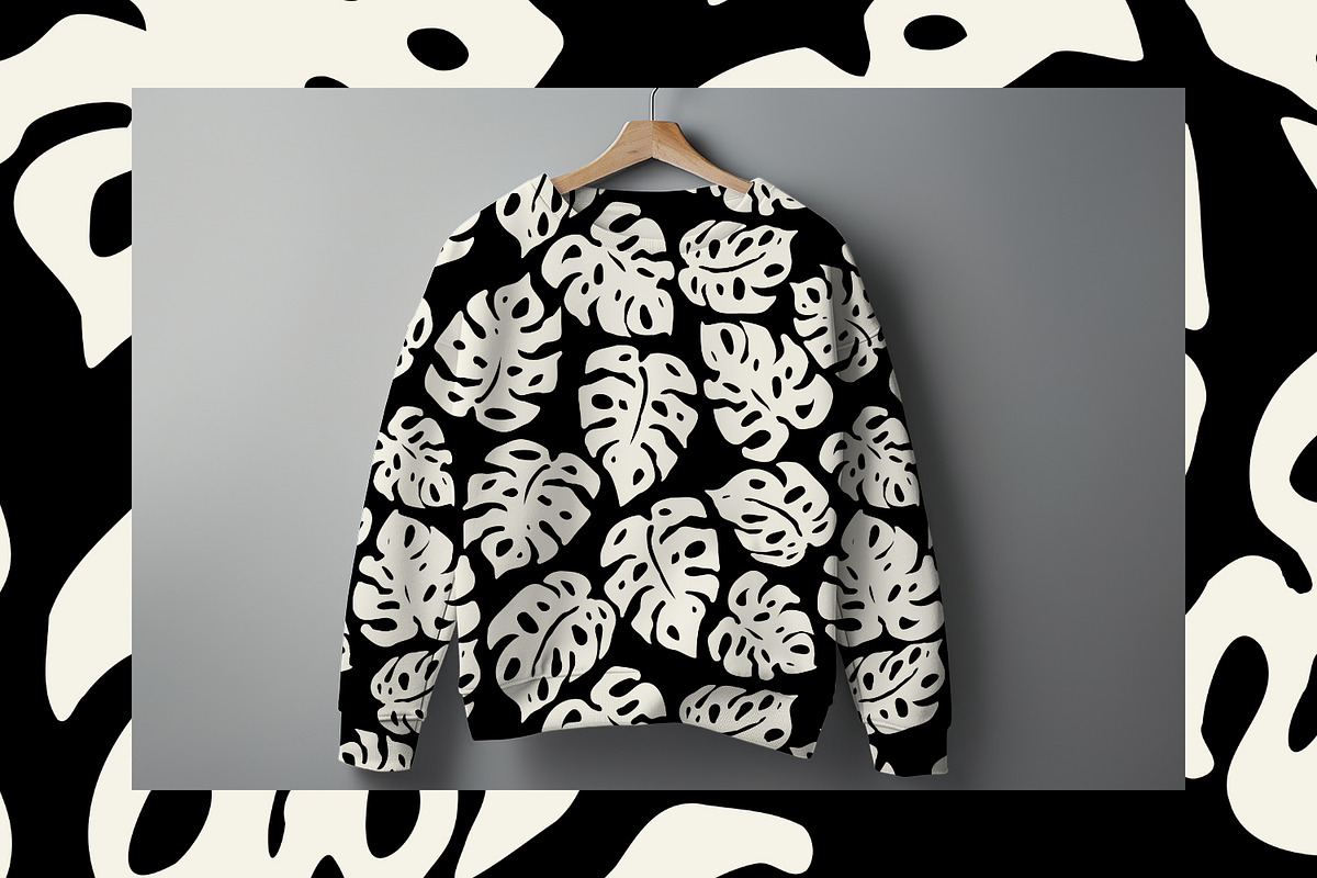White Monstera Leaves, a Pattern Graphic by MalyskaStudio (Photo 3 of 19)