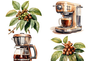 Coffee Shop Elements Clipart Bundle