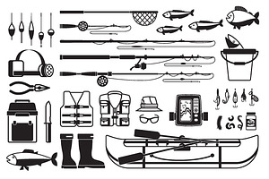 Fishing Vector Black Icons