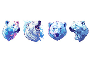 Cartoon polar bear head set. Arctic, an Animal Illustration by Stock-Smart-Start