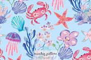 A vibrant pink crab seamless pattern, a Pattern Graphic by Pink Studio Art (Thumbnail 1 of 4)