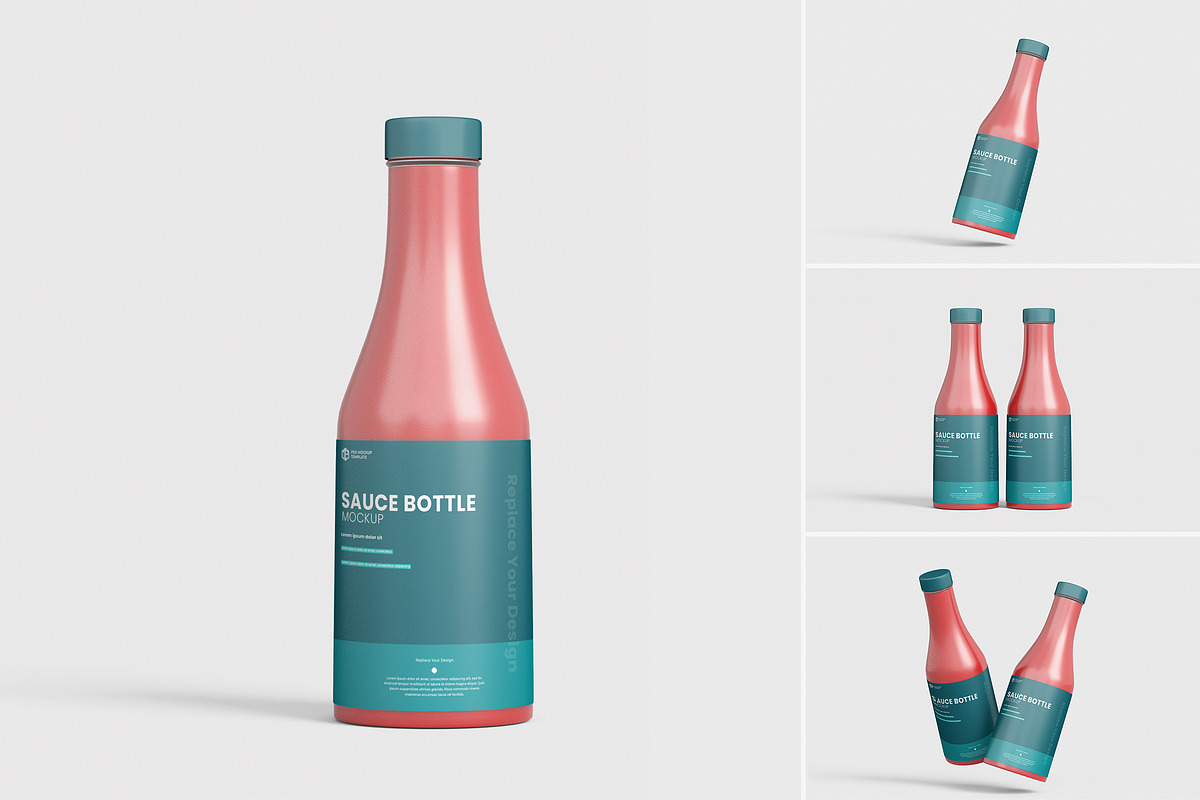 Sauce Bottle Mockup, a Packaging Mockup by tiyasprabawa (Photo 1 of 5)