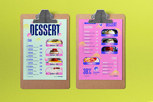 Light Blue Y2K Dessert Food Menu