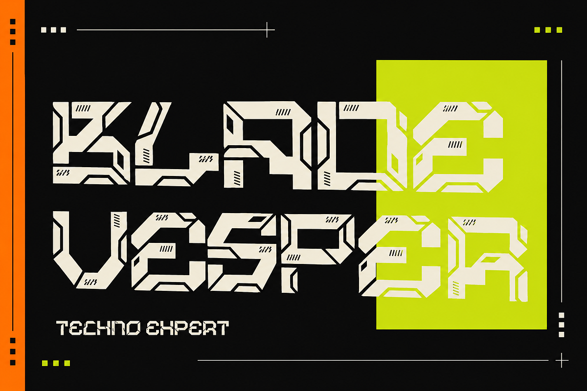 Vexora - Cyberpunk Display Font, a Sans Serif Font by PaperMoon (Photo 3 of 13)