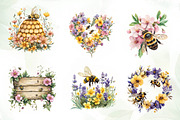 Spring Bees Clipart, an Illustration by CreationArt (Thumbnail 2 of 5)