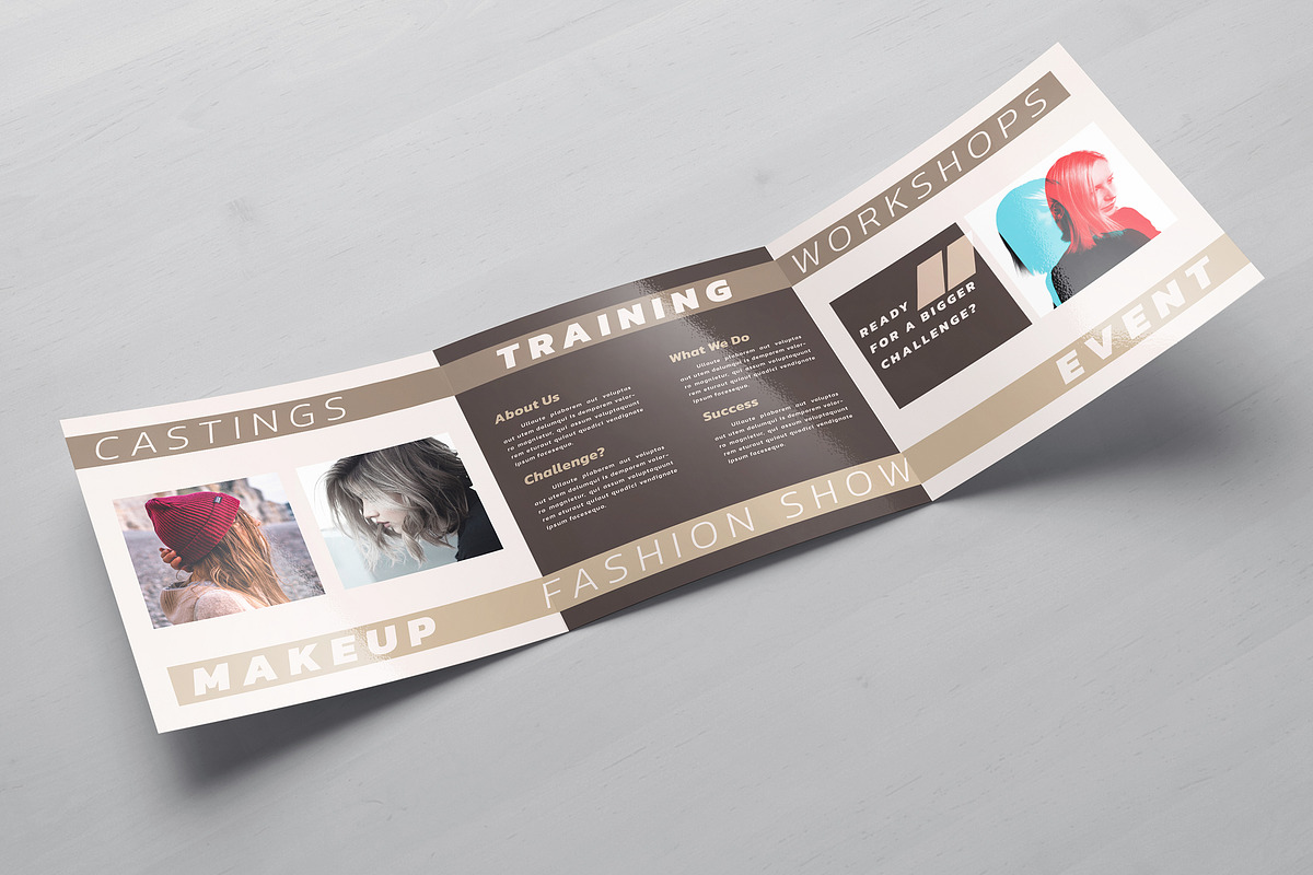 Model Agency Square Trifold Brochure, a Brochure Template by Designsoul14