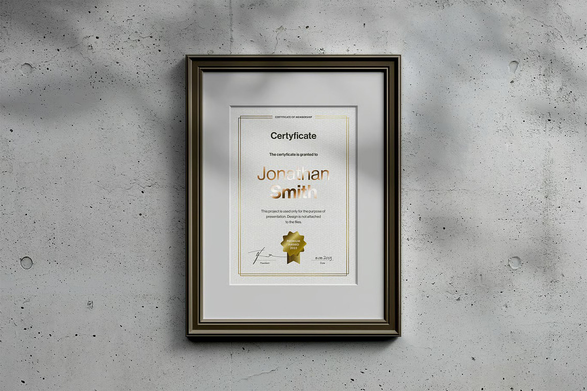 A4 Passe-partout Certificate Mock-up, an Advertising Mockup by zippypixelstudio (Photo 10 of 13)