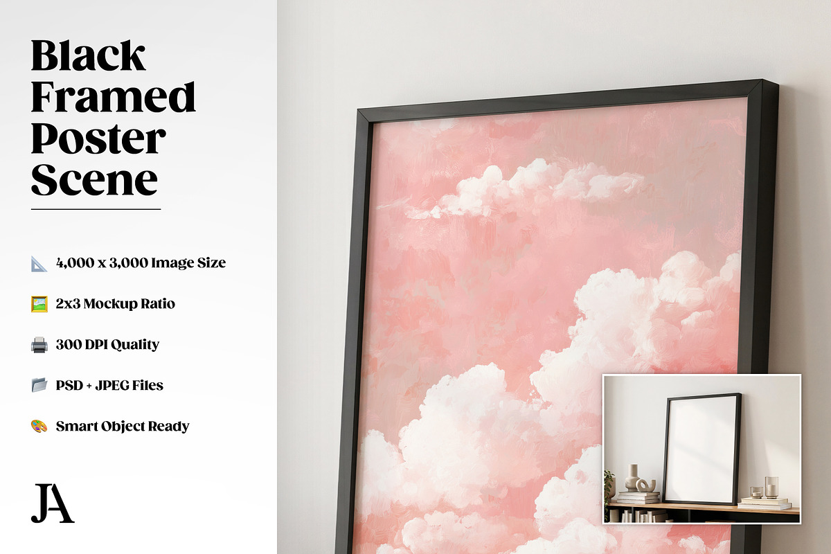 Black Framed Poster 2x3 PSD Mockup, a Household Mockup by Julian Adams (Photo 2 of 3)