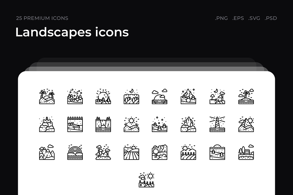 Landscapes icons, an Outline Icon by Wencory (Photo 1 of 2)