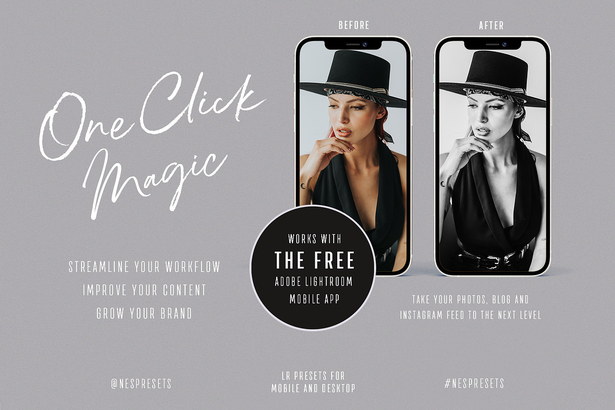 BLACK & WHITE LIGHTROOM PRESETS, an Action Add-On by Nes Design Co (Photo 2 of 13)