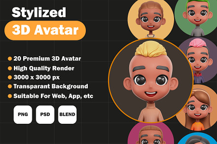 Stylized 3D Avatar Set, a Characters & Person 3D Model by Kentung 3D