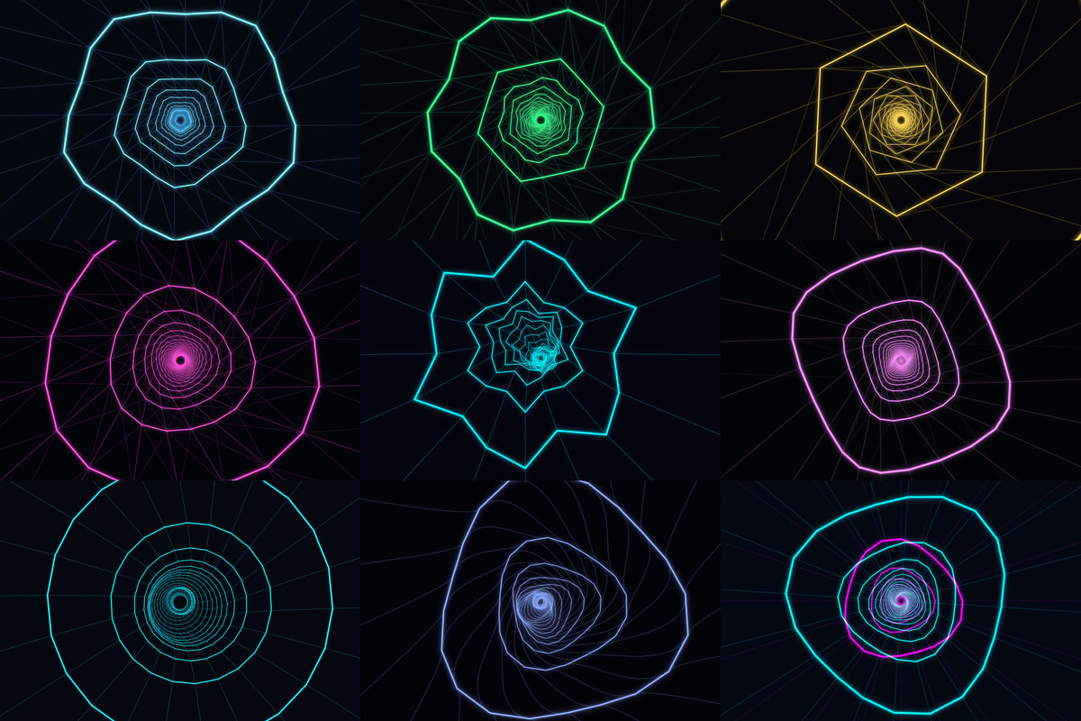 Infinite Neon Tunnels: 4K Loops, a Background Graphic by cheapmotiongraphics (Photo 2 of 7)