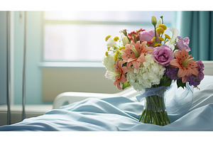 gift hospital flowers ai generated, a Nature Photo by pikepicture