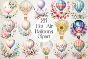 Floral Hot Air Balloons Clipart, an Illustration by DreamPrint404 (Thumbnail 1 of 3)