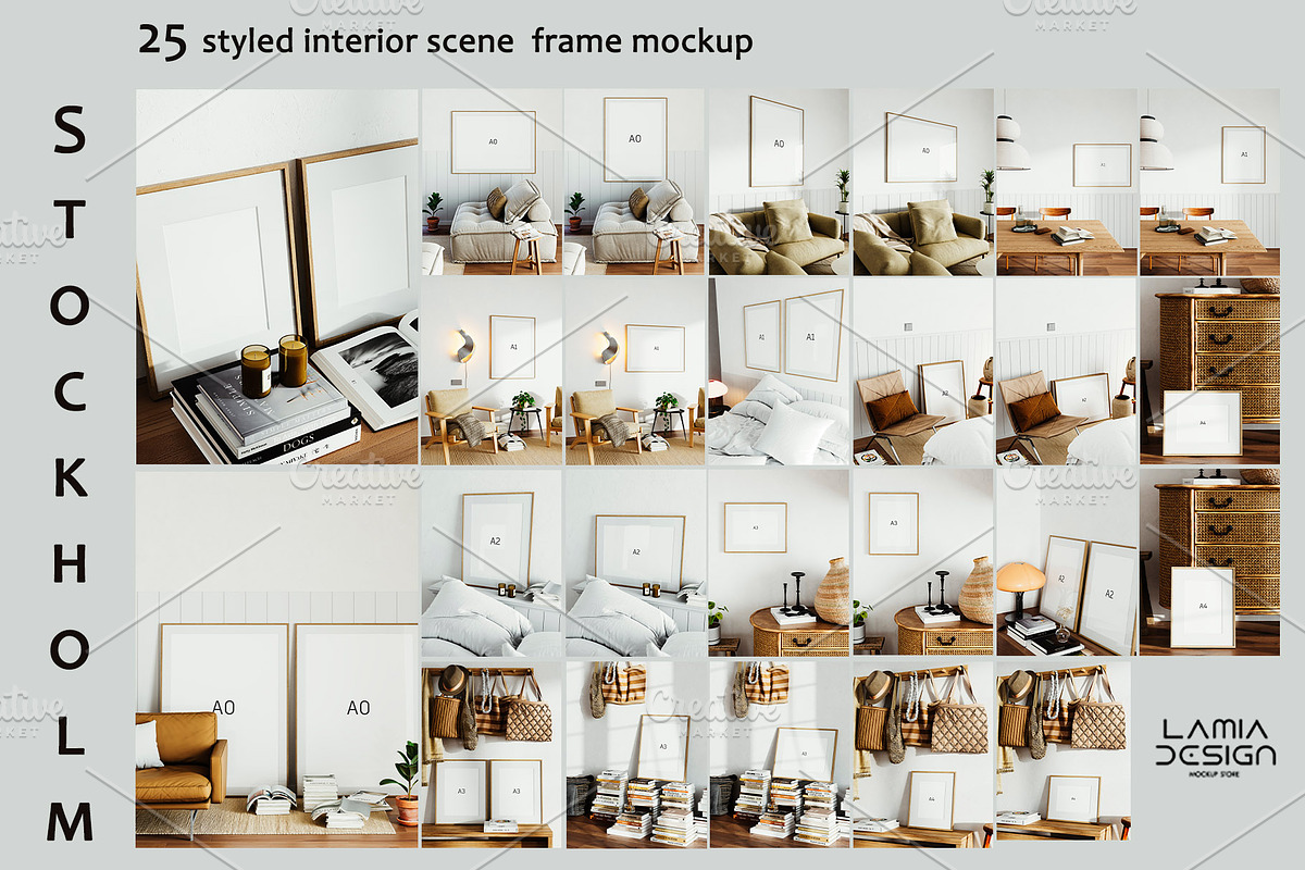 Stockholm Room & MockUp Frame Bundle, a Household Mockup by LAMIA DESIGN (Photo 5 of 14)