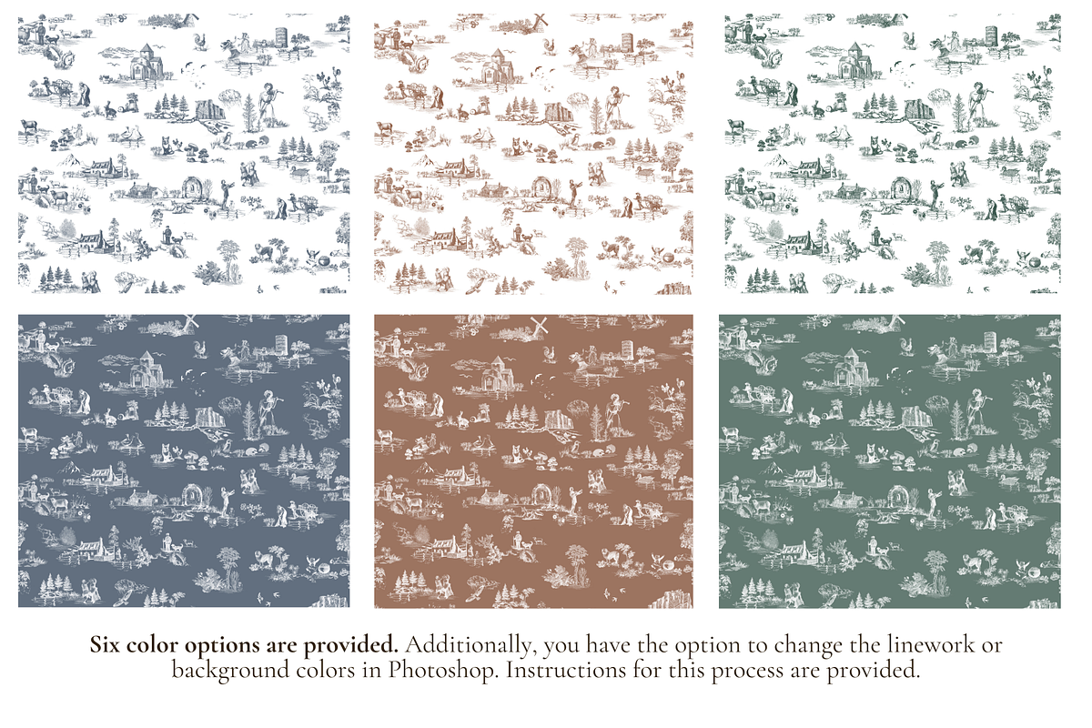 Irish Toile de Jouy Pattern Set, a Background Graphic by Hughes Studio (Photo 2 of 9)