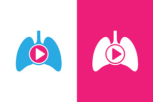Lungs and button play logo, a Healthcare Illustration by GraphiShop
