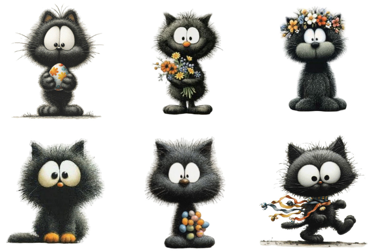 Whimsical Easter Black Cats Clipart, an Illustration by Designking (Photo 7 of 7)