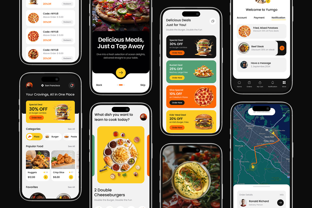 Yumgo – Food Delivery Mobile App UI, an UI Kit Template by Brickclay (Photo 12 of 19)