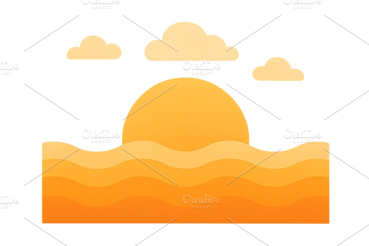 Colorful sunset over calm ocean with, an Illustration by ZinetroN