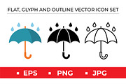 Rain Umbrella Icons, an Outline Icon by Artonix (Thumbnail 1 of 2)