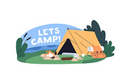 Campsites with camping tents set, a Seasonal Illustration by PaperTrident (Thumbnail 11 of 11)