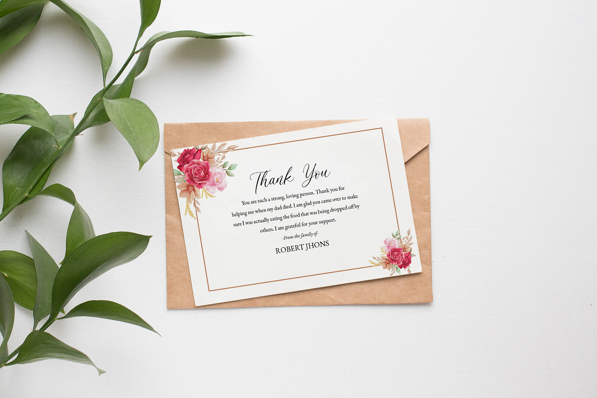 Floral Funeral Thank You Card, a Card Template by Template Shop