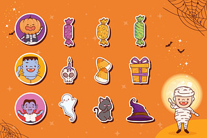 Halloween Cute Sticker Set, a Templates & Theme by studiogstock