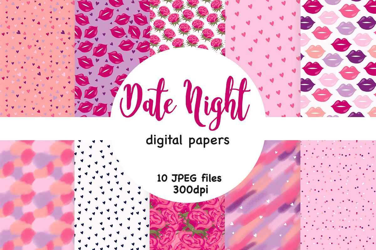 Date Night Patterns, a Pattern Graphic by GlamArtZhanna (Photo 1 of 4)
