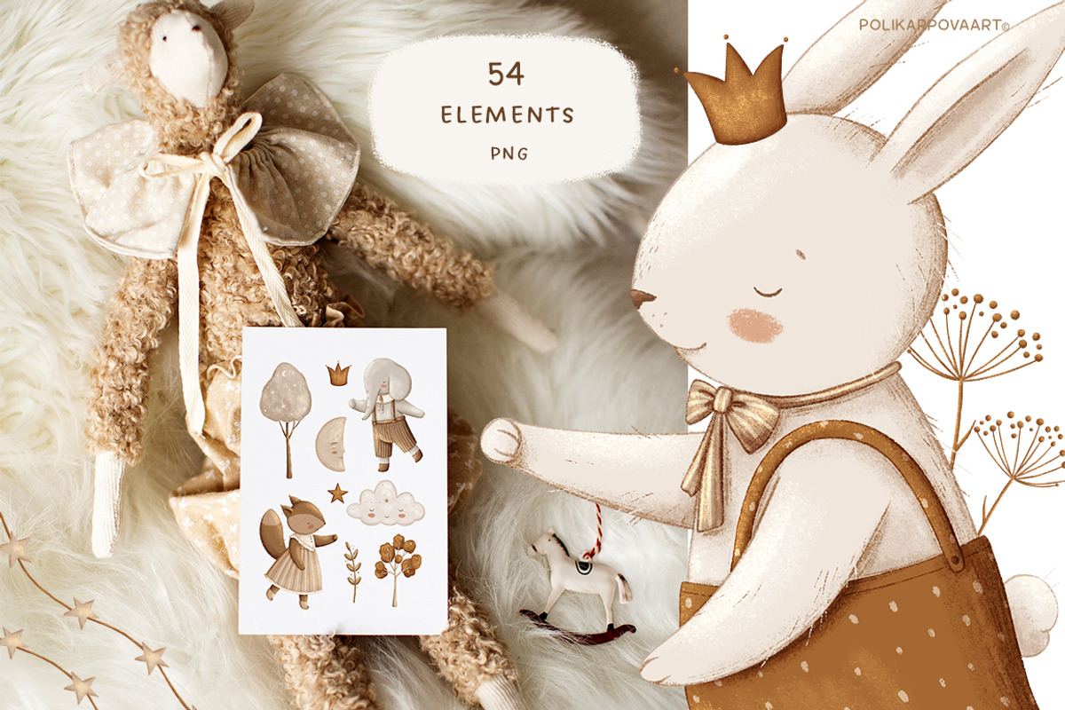 Vintage nursery. Baby collection, an Animal Illustration by polikarpovaart (Photo 15 of 18)