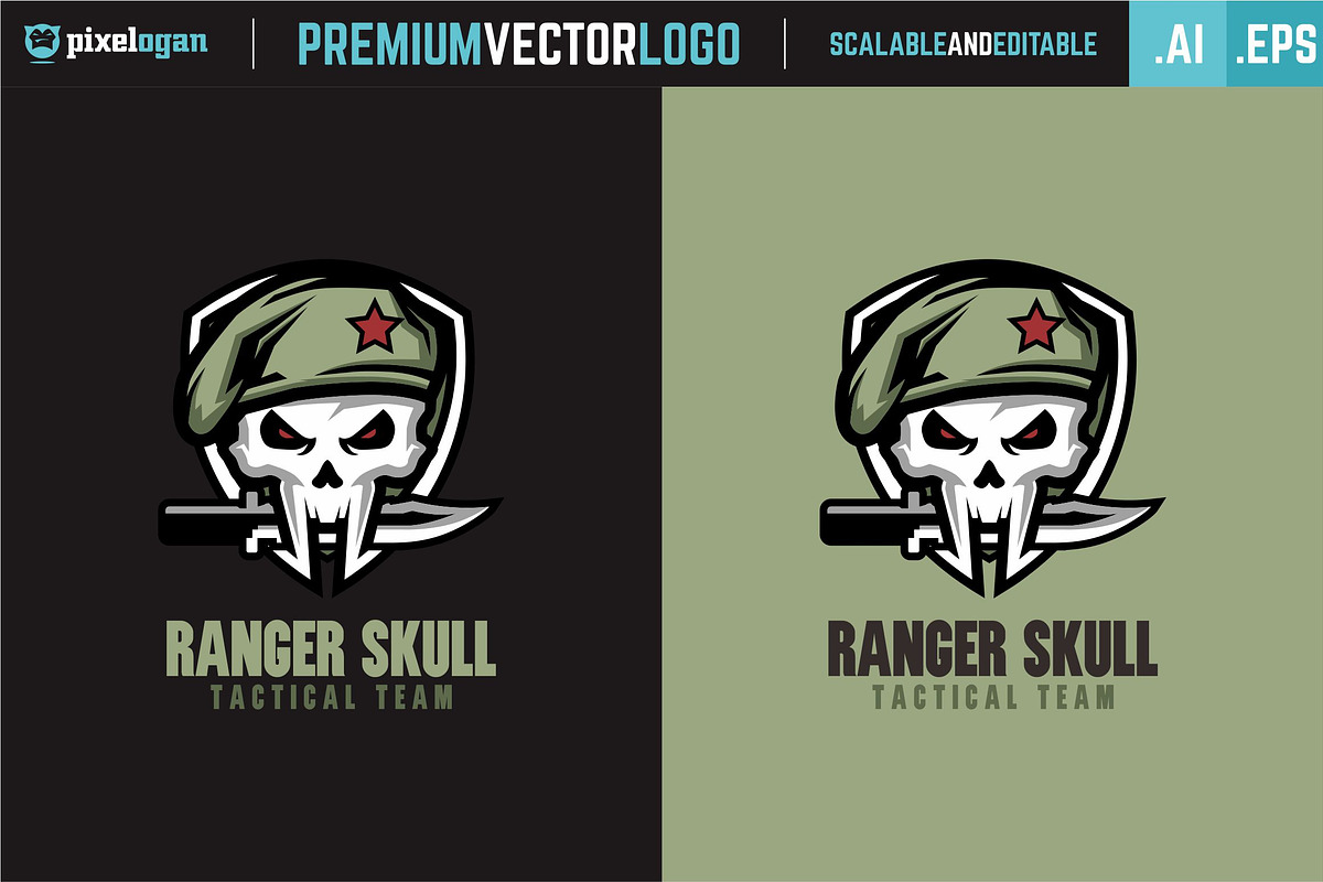 Ranger Skull Logo, a Branding & Logo Template by pixelogan (Photo 2 of 3)