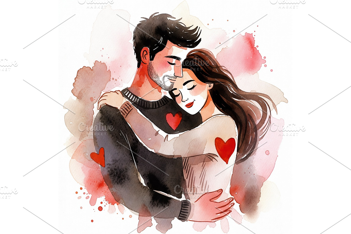 Hugging Couple Romance Clipart, a Seasonal Illustration by Creative design (Photo 6 of 7)