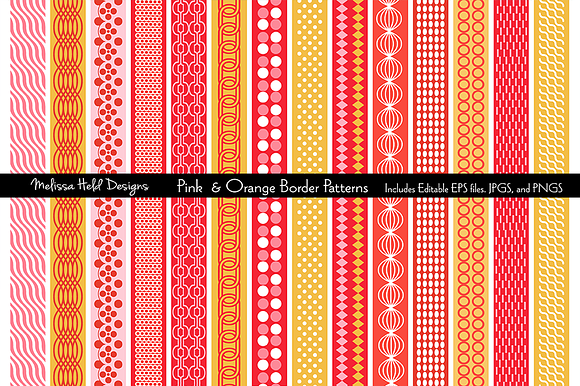 Pink & Orange Mod Border Patterns preview 2