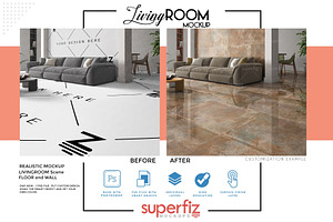 Floor&Wall LinvingRoom Mockup SM237