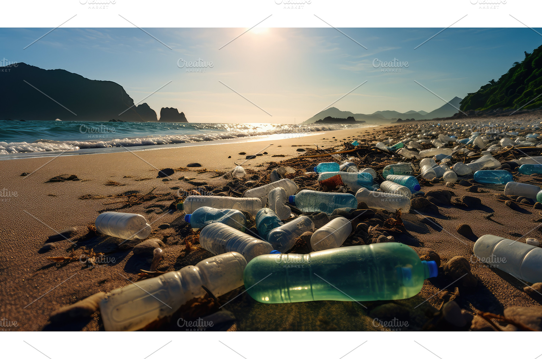 ocean plastic water bottle ai, an Animal Photo by pikepicture