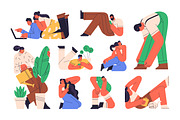 Modern people relaxing set, a Decorative Illustration by Good Studio (Thumbnail 1 of 12)