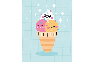 Ice Cream Kawaii Poster