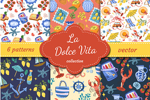 La Dolce Vita themed vector patterns