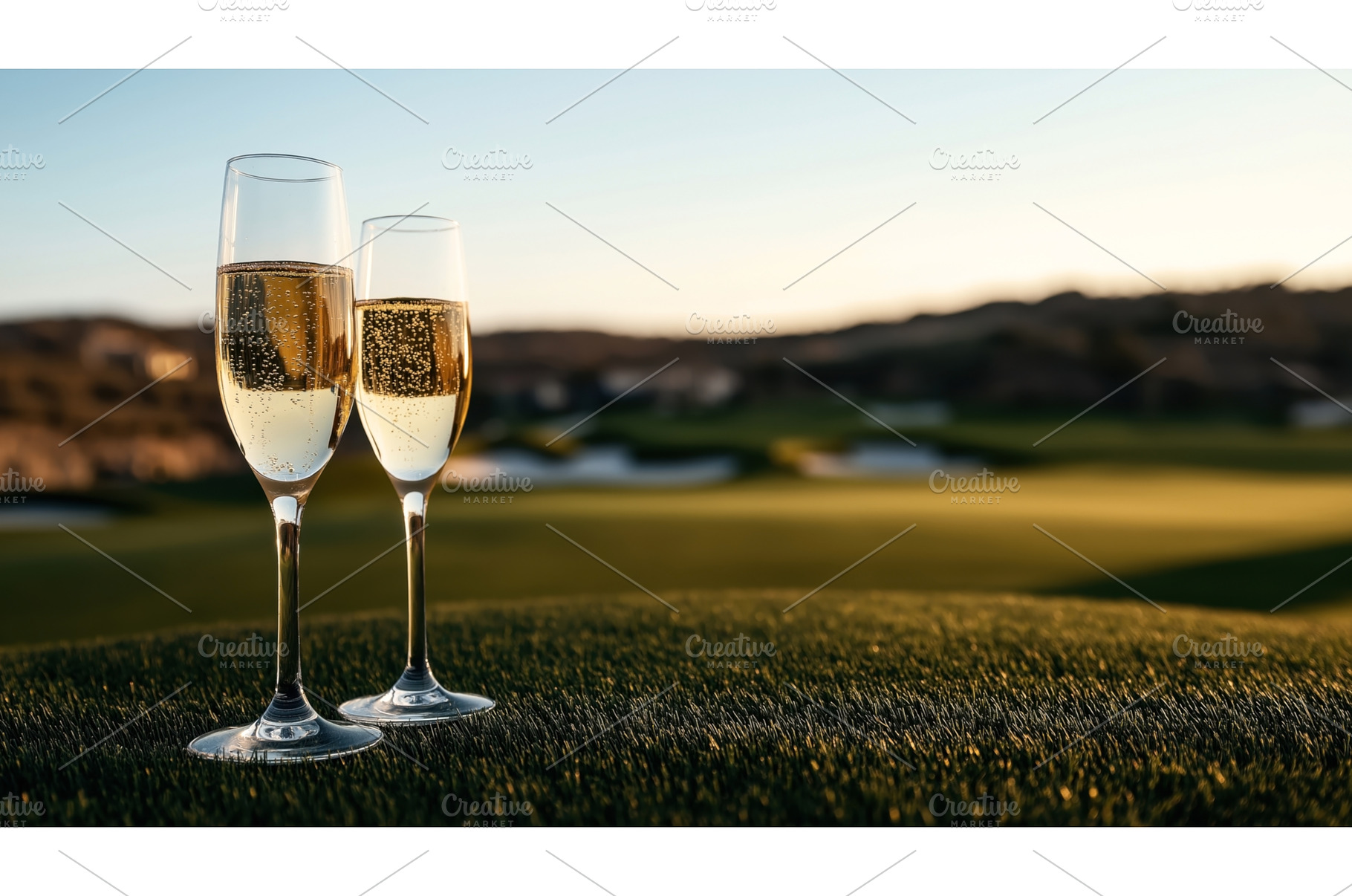 Two champagne glasses with sparkling, a Nature Photo by Sergey Kotenev