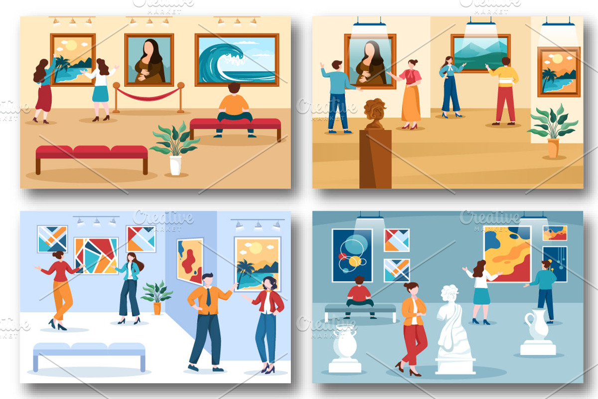 15 Art Gallery Museum Illustration, a Decorative Illustration by ...