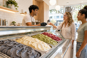 Black sesame ice cream offered by se, a Photo by Dvoevnore photos