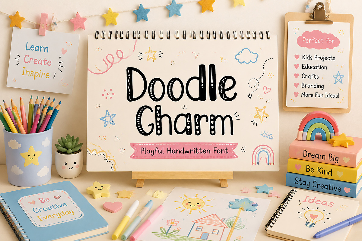 Doodle Charm – Handwritten Font, a Handwritten Font by Wow Magic (Photo 4 of 5)