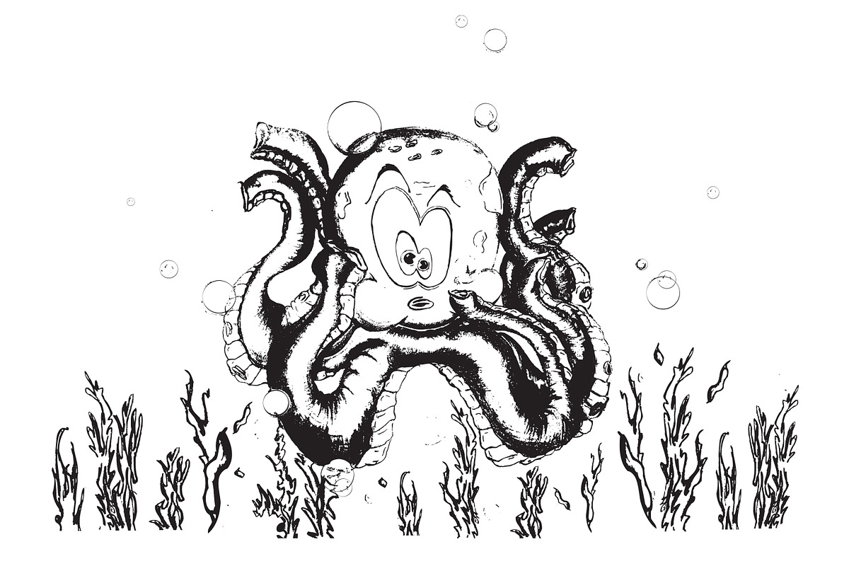 Octopus in Seaweed Illustration, an Animal Illustration by cvcreative (Photo 2 of 2)