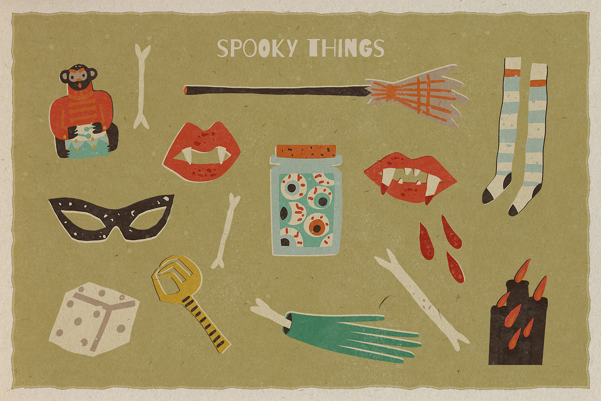 Retro Halloween clipart set, a Seasonal Illustration by Paper Cherry (Photo 6 of 27)