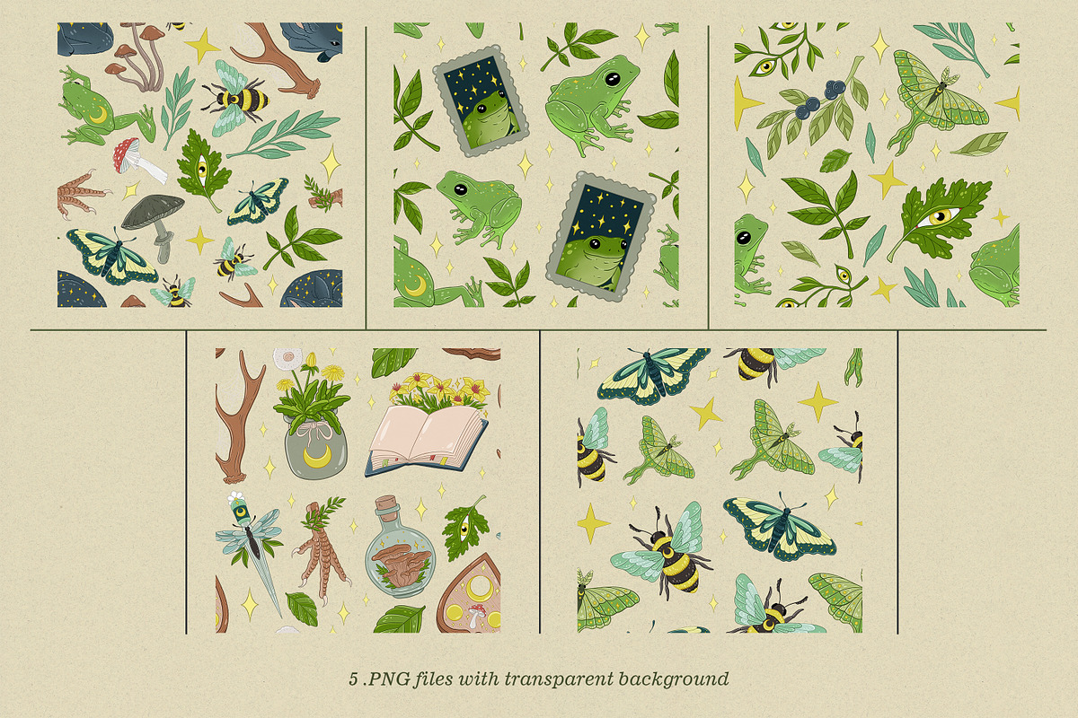Goblincore seamless pattern, an Illustration by SecondOfJuly (Photo 6 of 7)